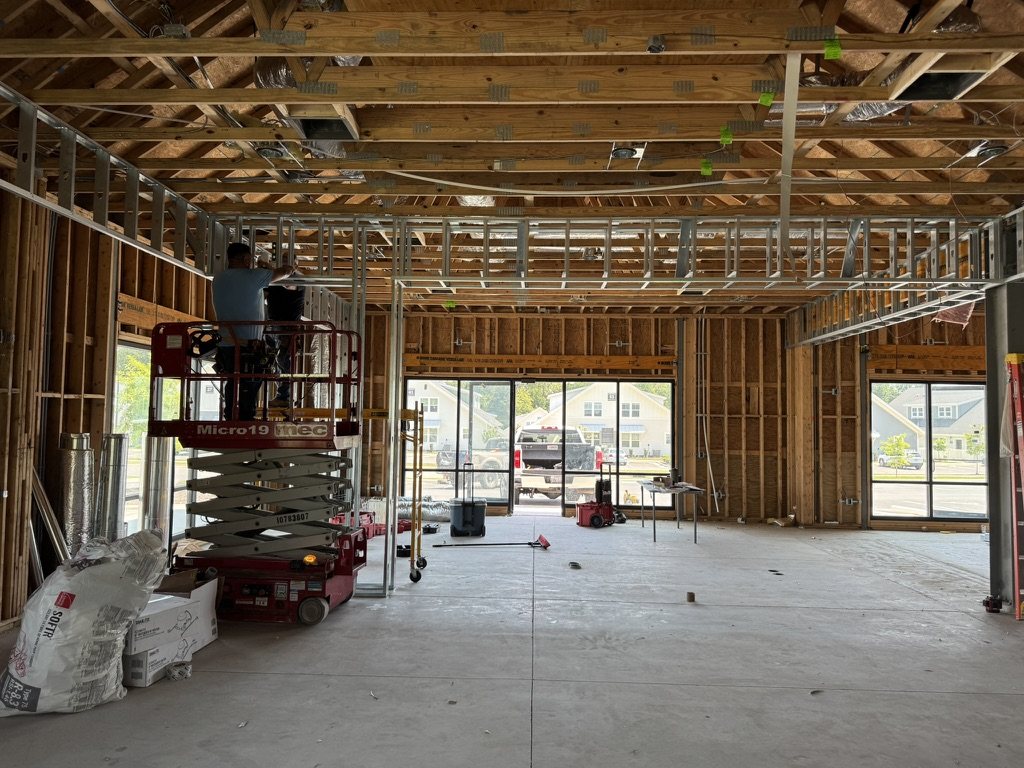 Quick Wall crew working on interior commercial framing